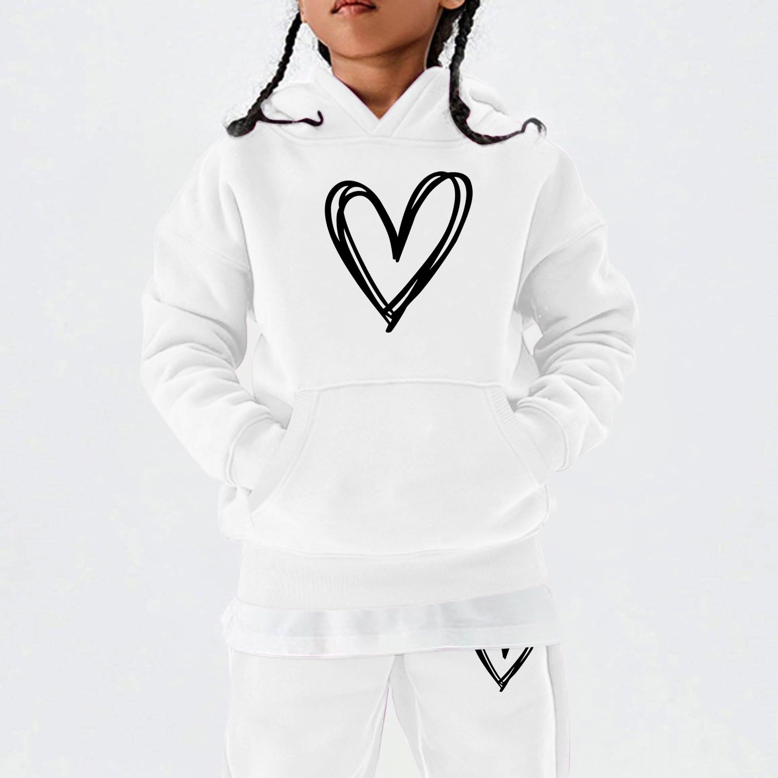 Conjunto de chándal para niñas, sudadera de manga larga y pantalones deportivos de 2 piezas, conjuntos de sudadera con capucha y pantalones deportivos para la escuela