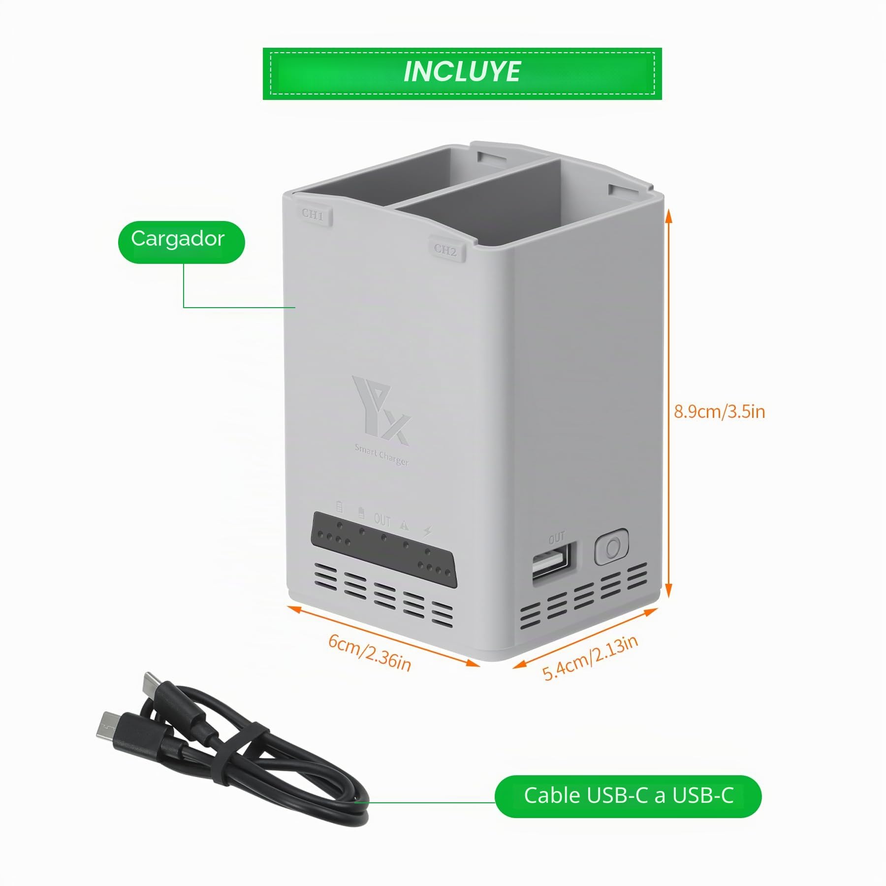 Cargador de batería bidireccional de 65 W con carga de almacenamiento para DJI Mini 5 4 3 Pro Drone, hub de carga dual, accesorios de carga rápida de dos baterías