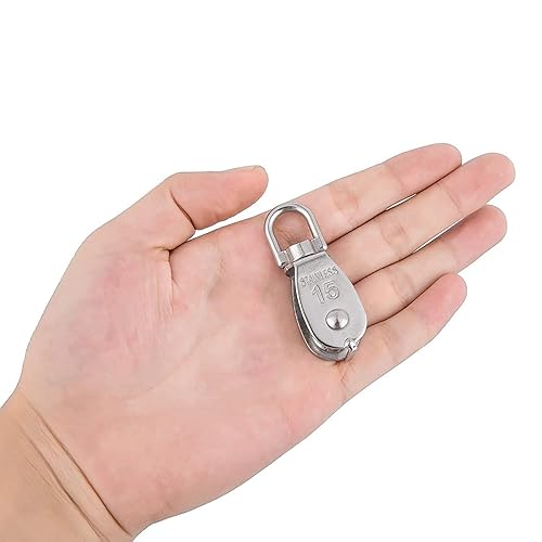 Miniatura 10 de YAMASO, 10 Uds 304 Acero Inoxidable M20 Plata Sola Polea Bloque Cuerda De Alambre Colgante Rueda De Remolque De Alambre