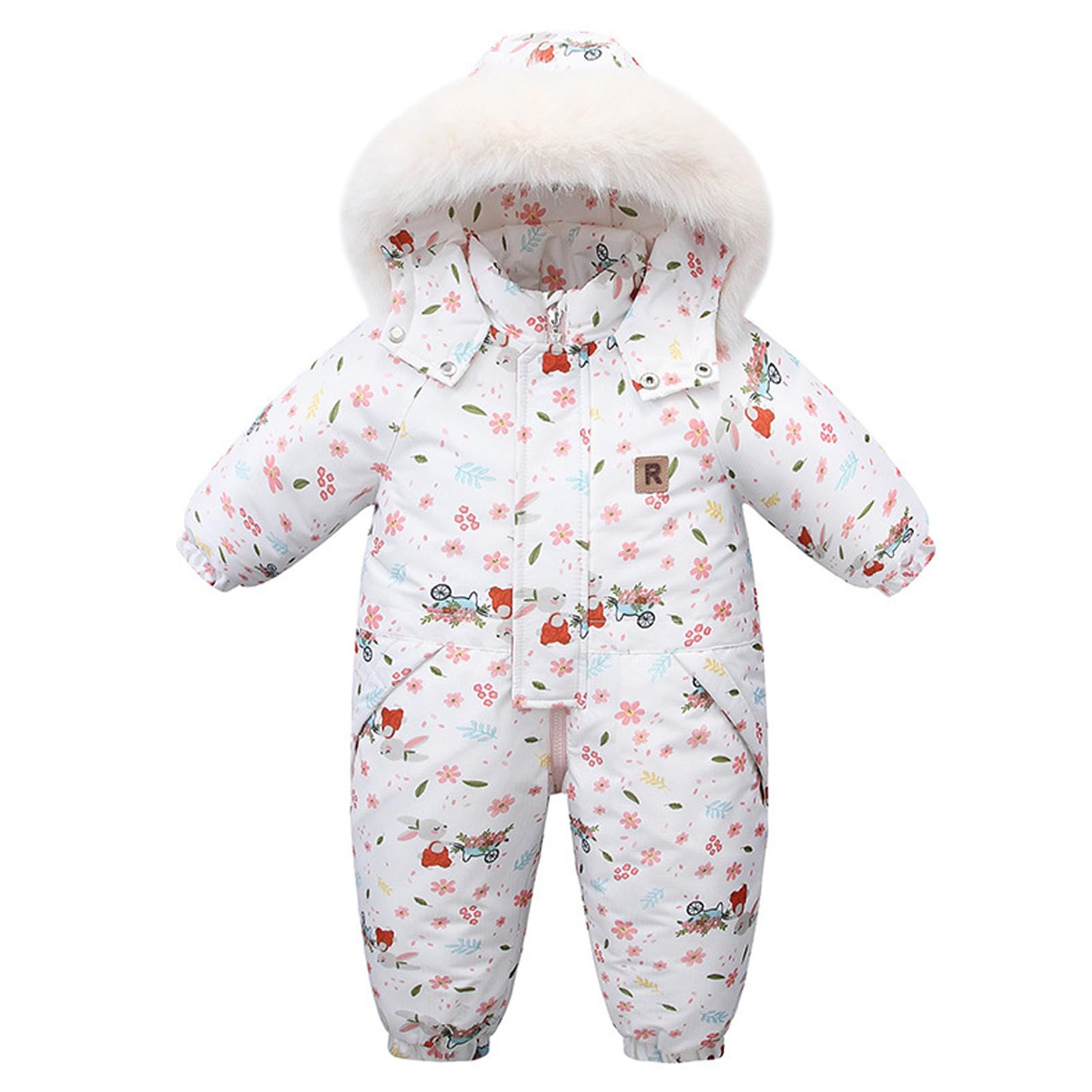 BRONG Bébé Hiver Combinaison de Neige Barboteuse Garçons Filles Imperméable Une Pièce A Capuche Combinaison de Ski Jumpsuit Polaire Rembourré Ski Outdoor Imprimé Vêtements