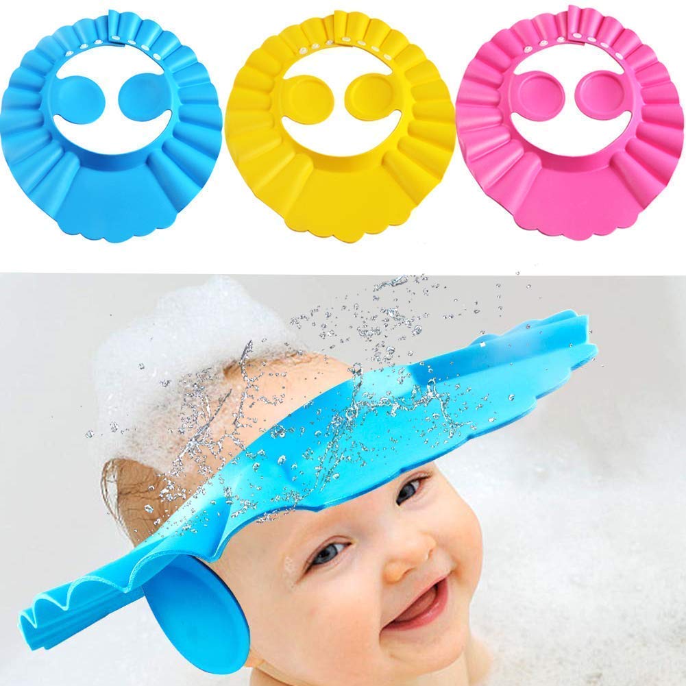 Soft Adjustable Visor Hat Safe Shampoo Shower Bathing Protection Cap for Toddler, Baby, Kids, Children (Multi-Color) Baby bath Shower Cap Bath Visor hat for Eye and Ear wash Protection (Adjustable CAP)-image-20
