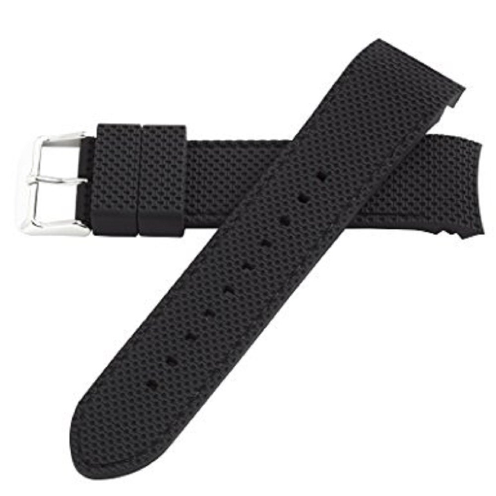 g24 24mm Black Silicone Rubber Curved End Dive Watch Band Strap for Curve end Watches