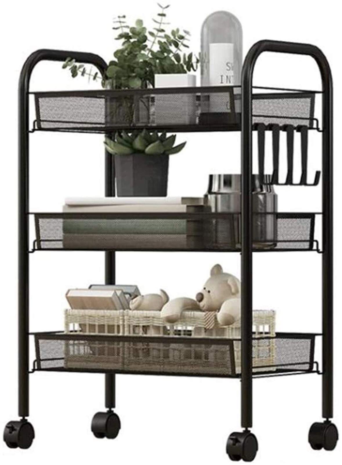 Mueble de almacenamiento de tres capas con ruedas para cocina y salon