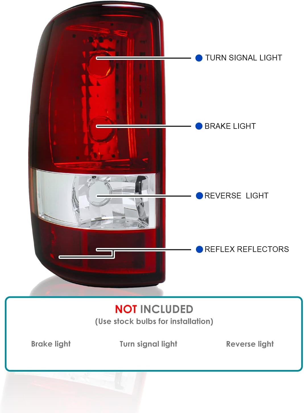 SPEC-D TUNING Red Clear Lens Tail Lights Compatible with 2000-2006 Chevy Tahoe Suburban 1500/2500, GMC Yukon/Yukon XL, Left + Right Pair Assembly
