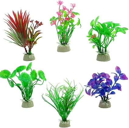 Amazon Co Jp Okilala 人工水草 6点セット アクアリウム 水槽 水草 セット 柔らかい 素材 小さめ 赤 青 緑 カラフル メダカ ベタ 隠れ家 レイアウト ペット用品