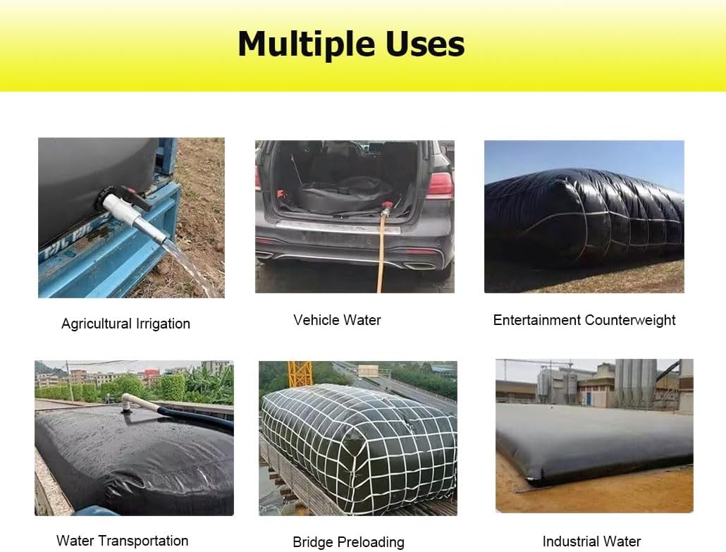 20-1070 Gal PVC Water Storage Bladder Containers, Portable Collapsible Soft Water Bag for Camping Drought Resistance Emergency Water(1.4x0.9x0.52m/650L/172gal)