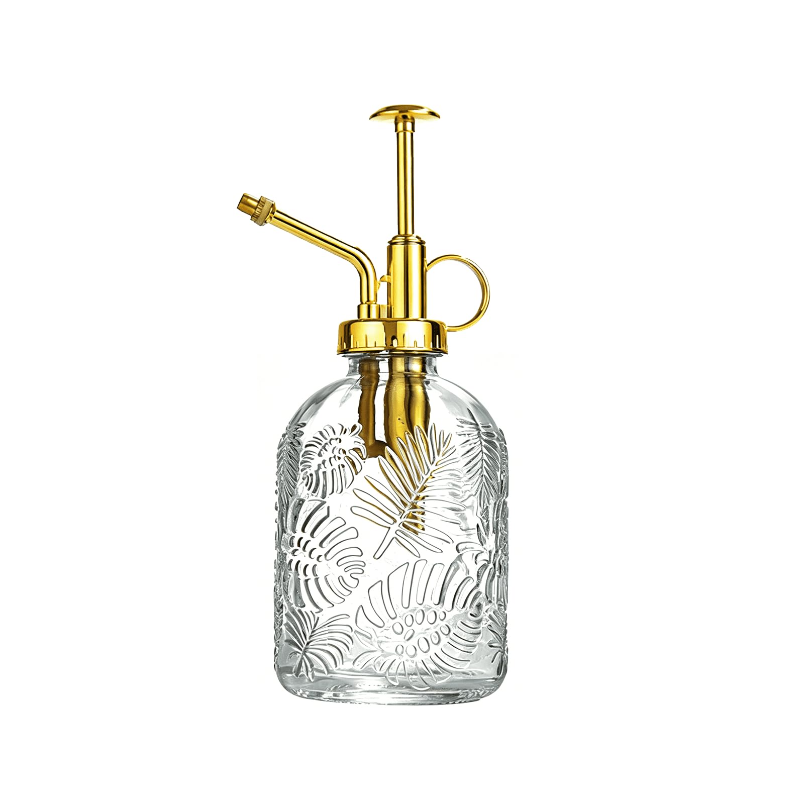 360ML Glass Plant Mister, Watering Spray Bottle with Top Pump, Watering Can Retro High-Atomization Nozzle Sealed Leak-Proof, for Garden Plants Flower (Clear)