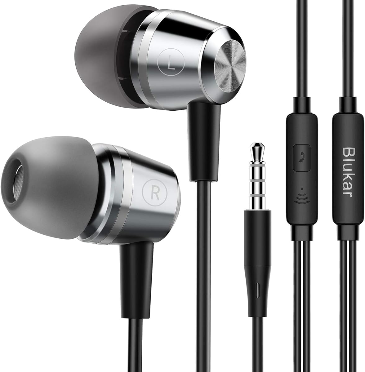 Blukar Earphones, In-Ear Headphones Earphones High Sensitivity Microphone – Noise Isolating, High Definition, Pure Sound for iPhone, iPad, Smartphone, MP3 Players etc.