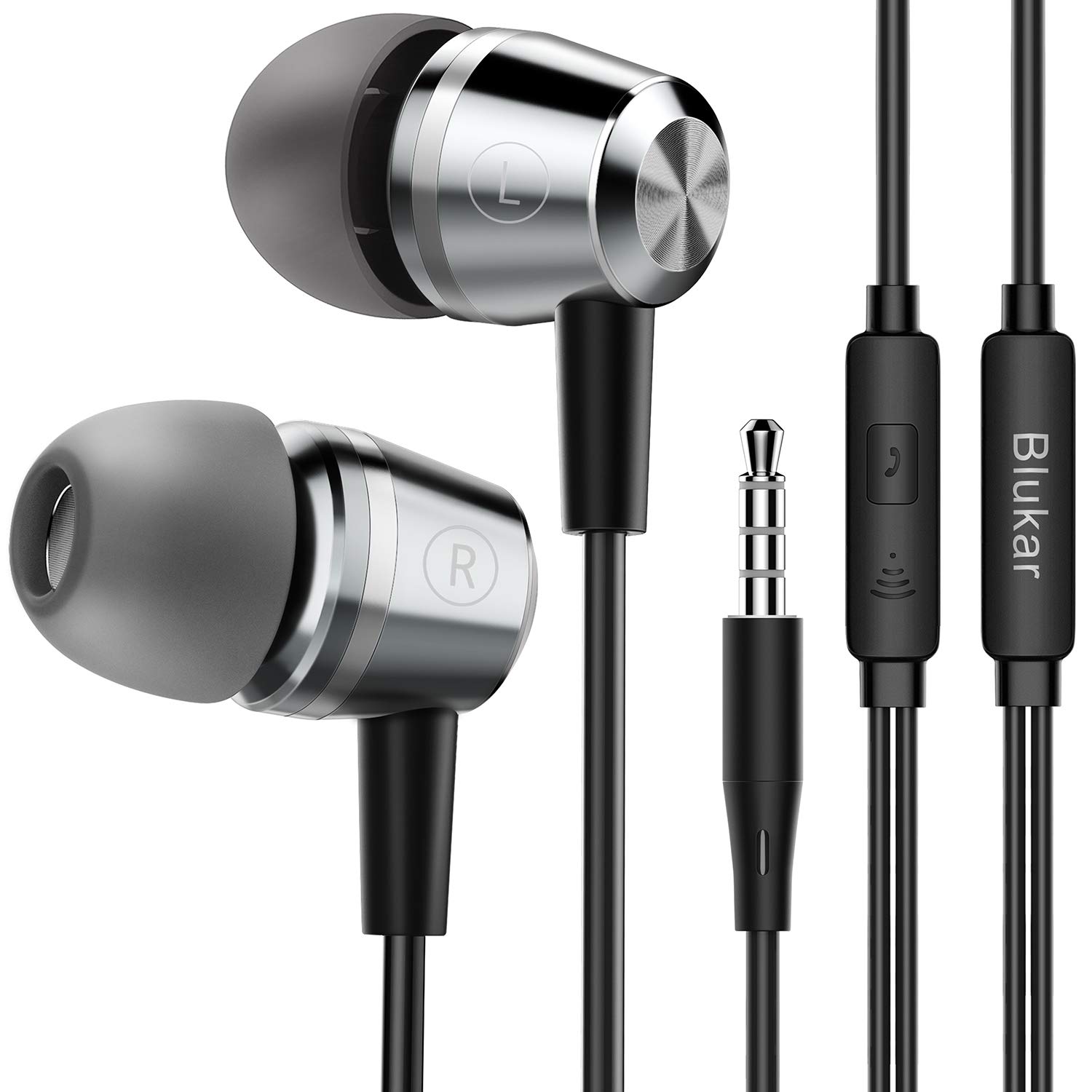 Blukar Earphones, In-Ear Headphones Earphones High Sensitivity Microphone – Noise Isolating, High Definition, Pure Sound for Phone, Smartphone, MP3 Players etc.Blukar Earphones, In-Ear Headphones Earphones Hi…
