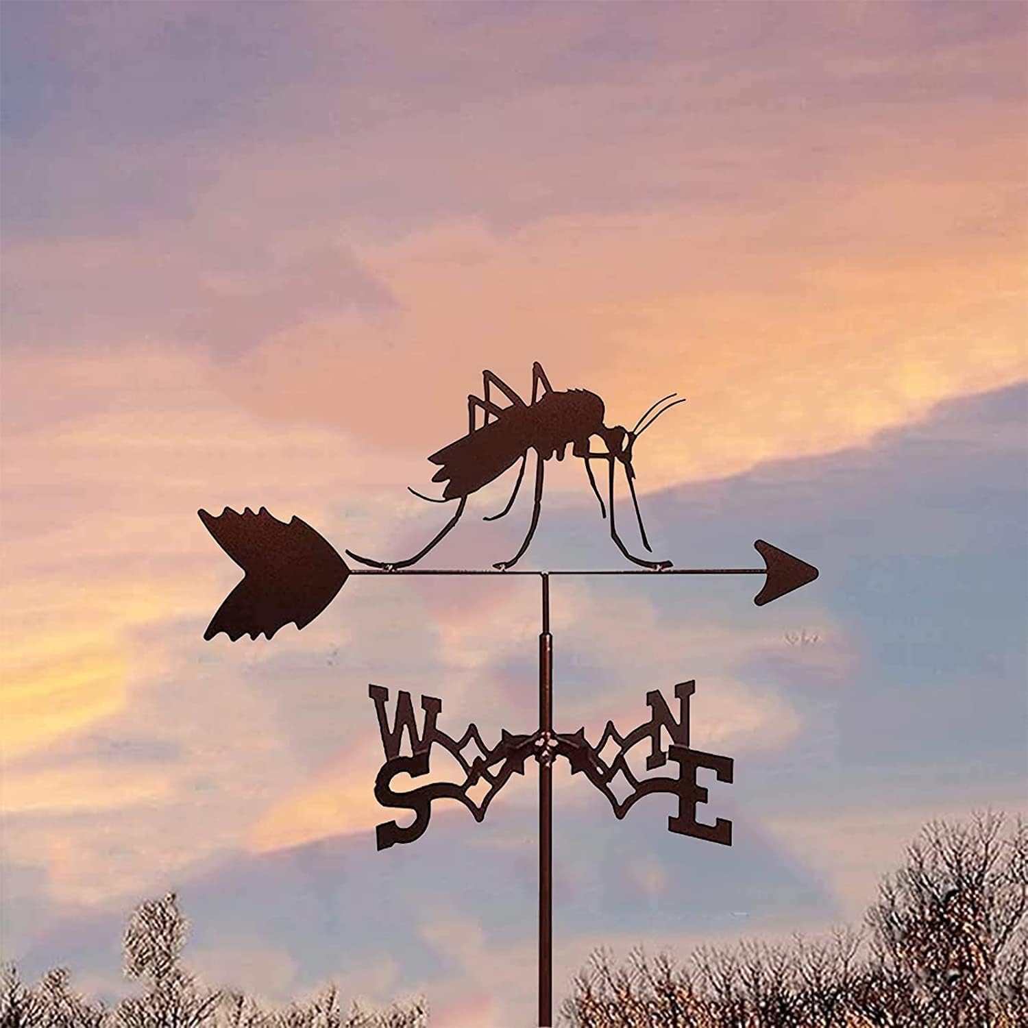 Weather Vane Ornament, Mosquito Weather Vane Weathervane for Garden Yard, with Arrow Weather Vane Measuring Tool, for Roof Backyard Wind Direction Indicator Ornament