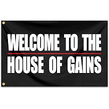 Motivational Gym Banner Flag 3x5 Ft Welcome to The House of Gains Flag Quotes Gym Motivational Inspirational Flags for Home Gym College Dorm Room Office Wall Banner Decor