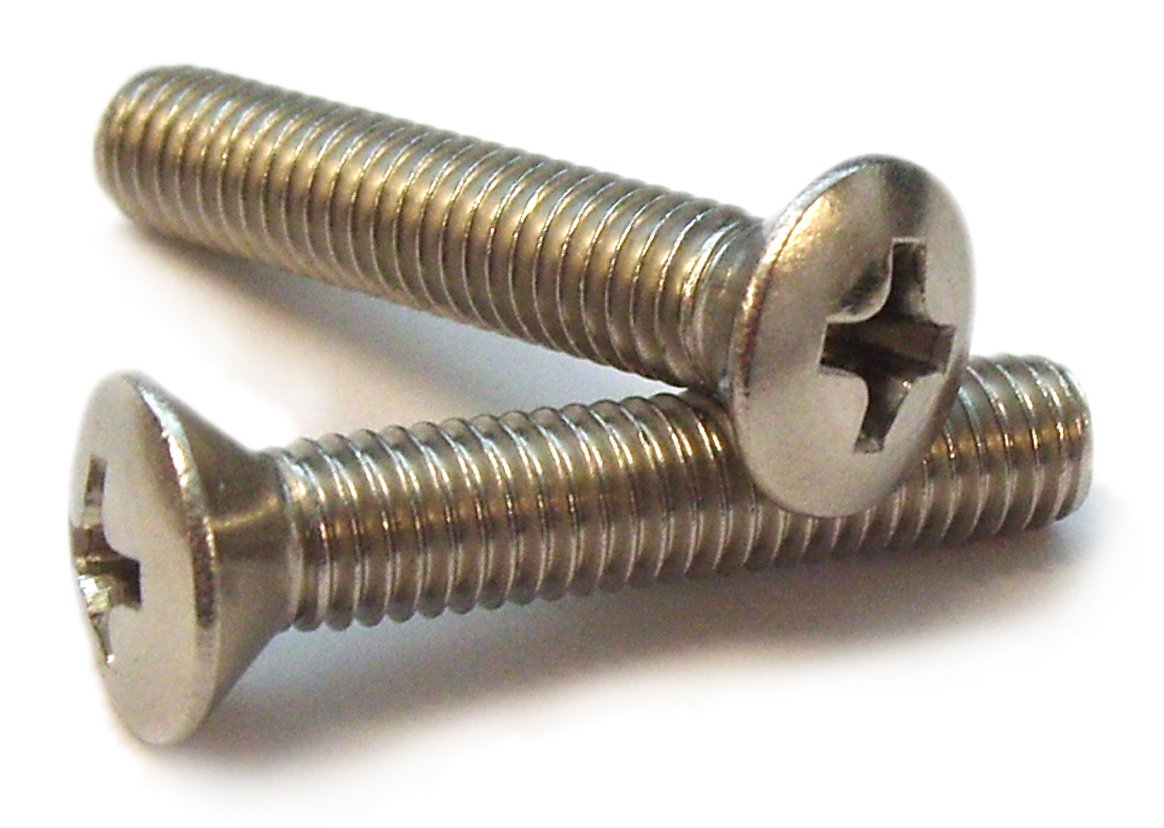 3/16" UNF (10-32) Phillips Raised Countersunk Head Machine Screws, A2 Stainless Steel, Imperial Fine, 1/2" - 1" Lengths, Multi Pack (10, 10-32 X 1")