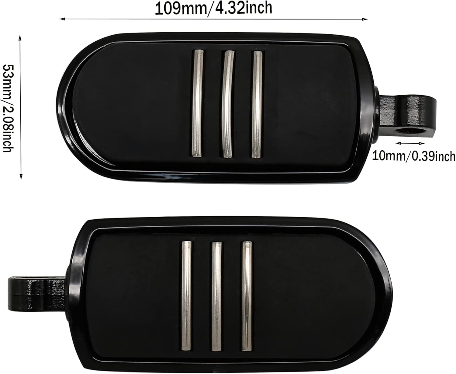 Streamliner Footpegs Foot Rest Compatible with Harley Touring Street Glide Road King Electra Glide Sportster Dyna Softail 10mm (StyleA#Black)