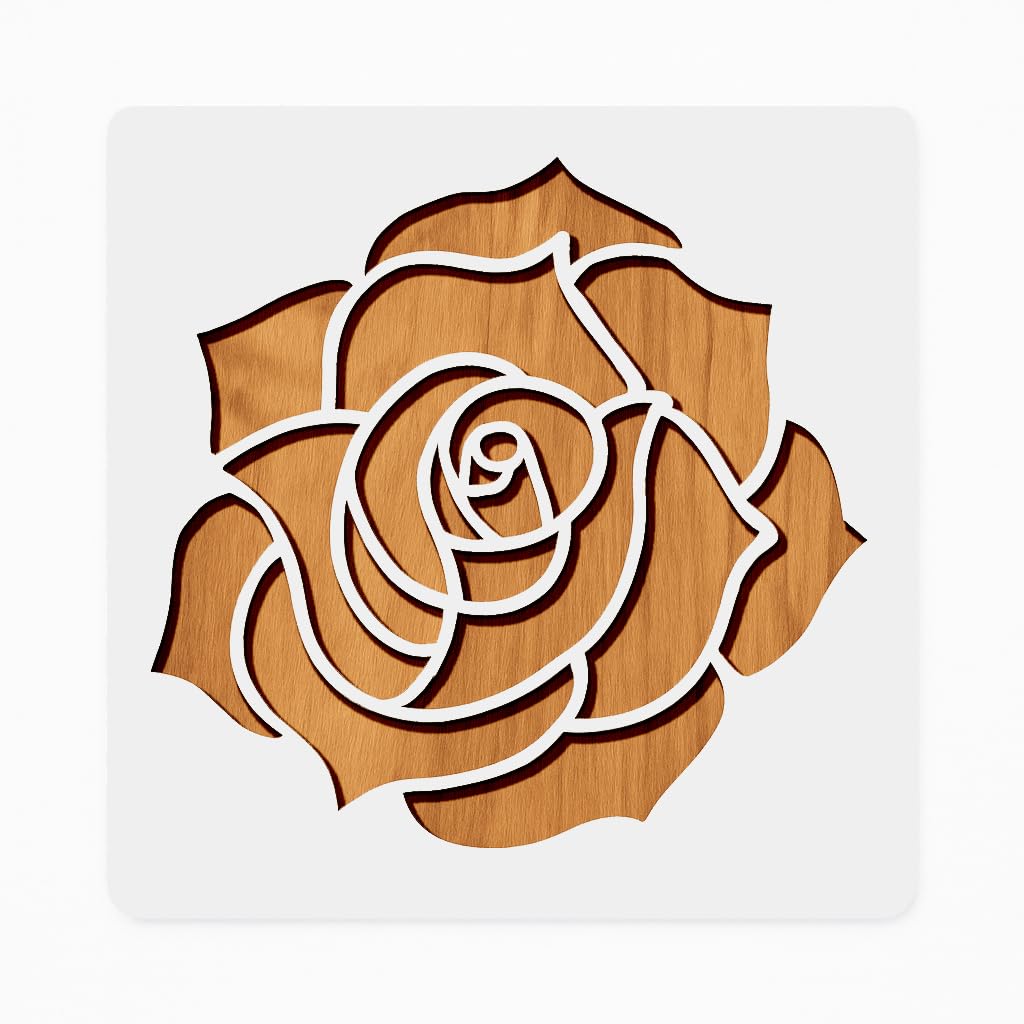 Rose Flower Stencil 12x12 Inch Reusable Floral Template for Painting Crafts Wall Art Furniture Journals and Home Décor