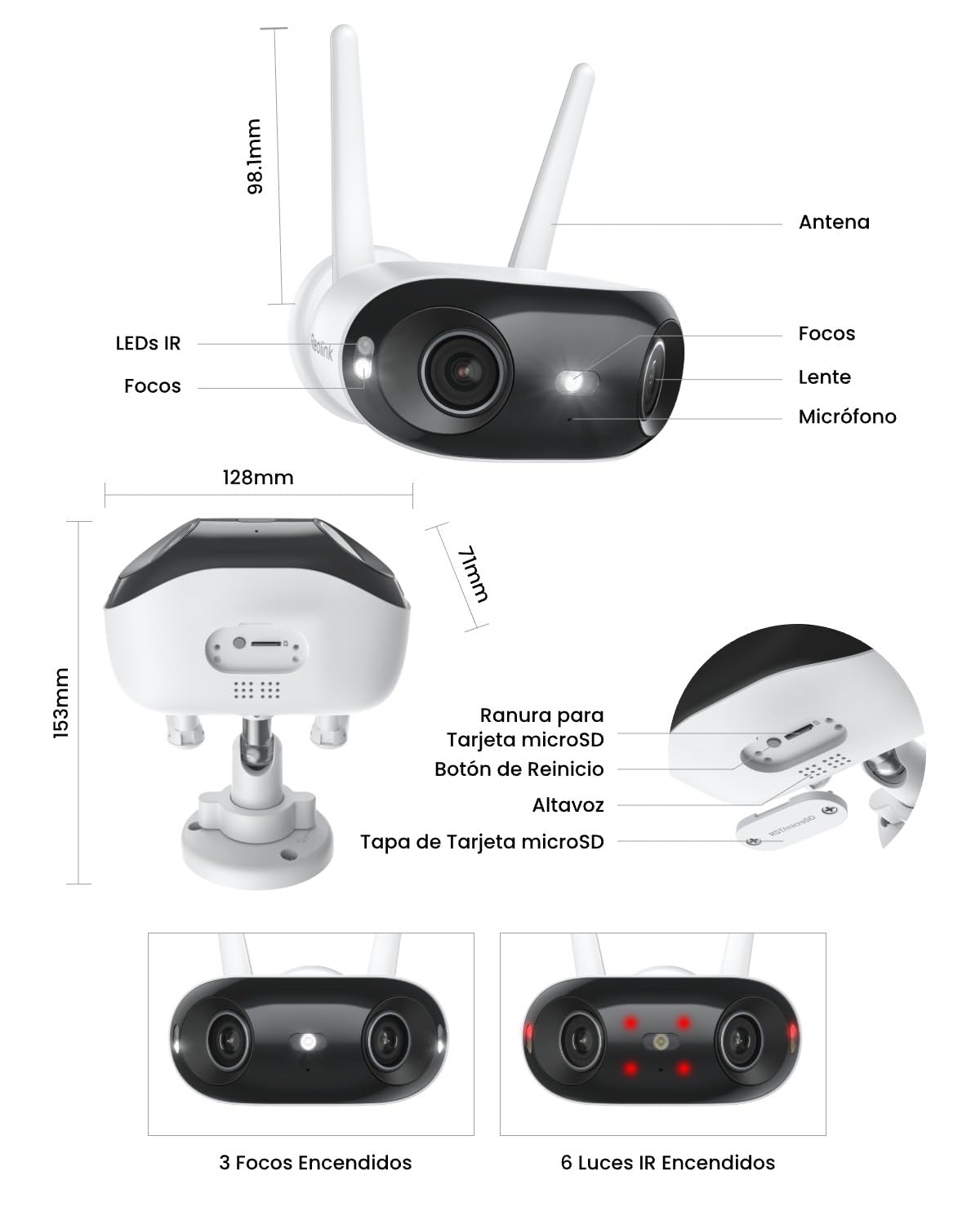 Reolink Camara Vigilancia Exterior 4K Doble Lente, Elite WiFi | Cámara WiFi Exterior Doble Banda 2,4/5 GHz, Protección Perimetral, Visión Nocturna Color, Detección IA, Audio 2 Vías, Plug-in