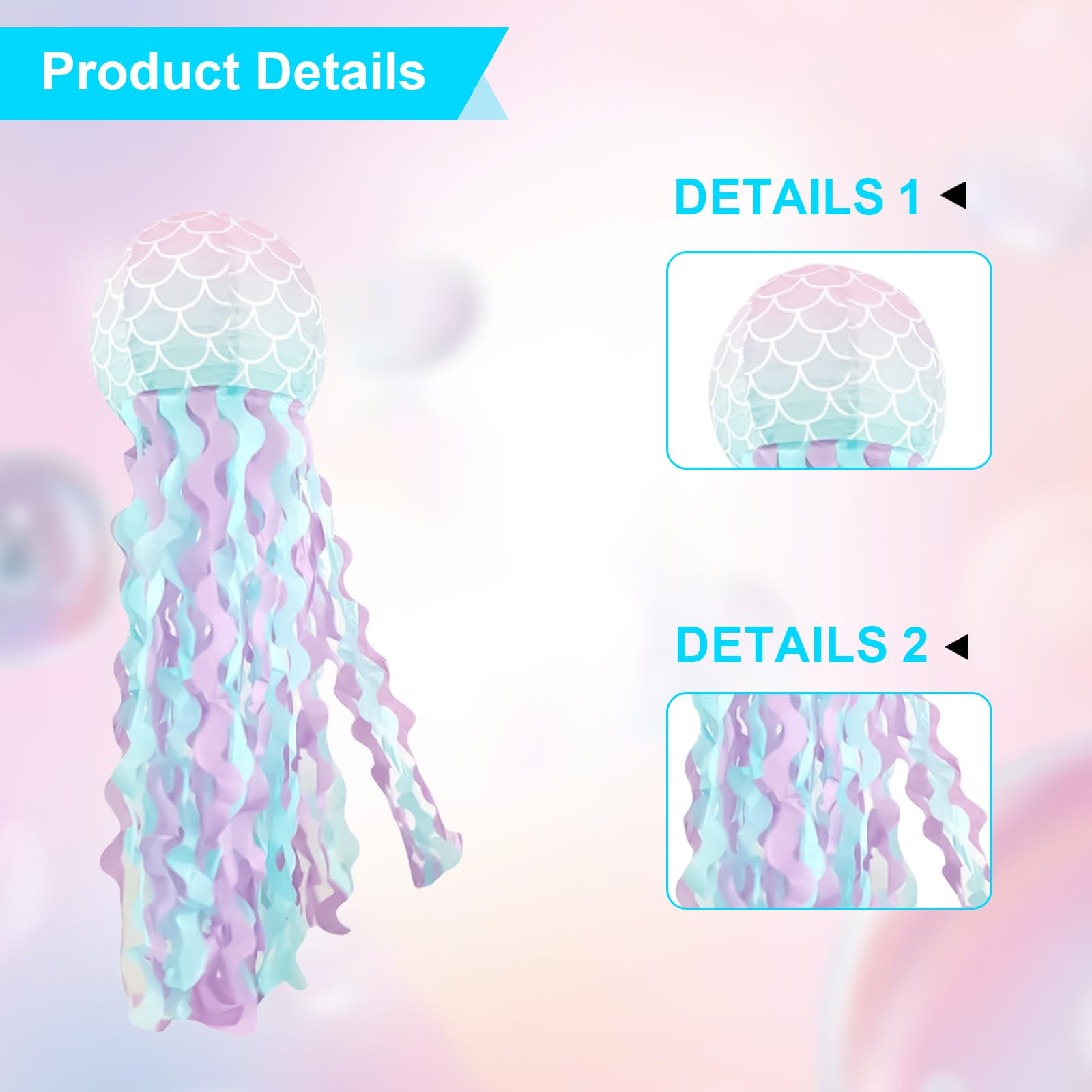 GOMETY Set di 4 lanterne di carta a forma di sirena, decorazione per feste, decorazioni per feste di compleanno, per ragazze, oceano, decorazione di compleanno sotto il mare, per feste