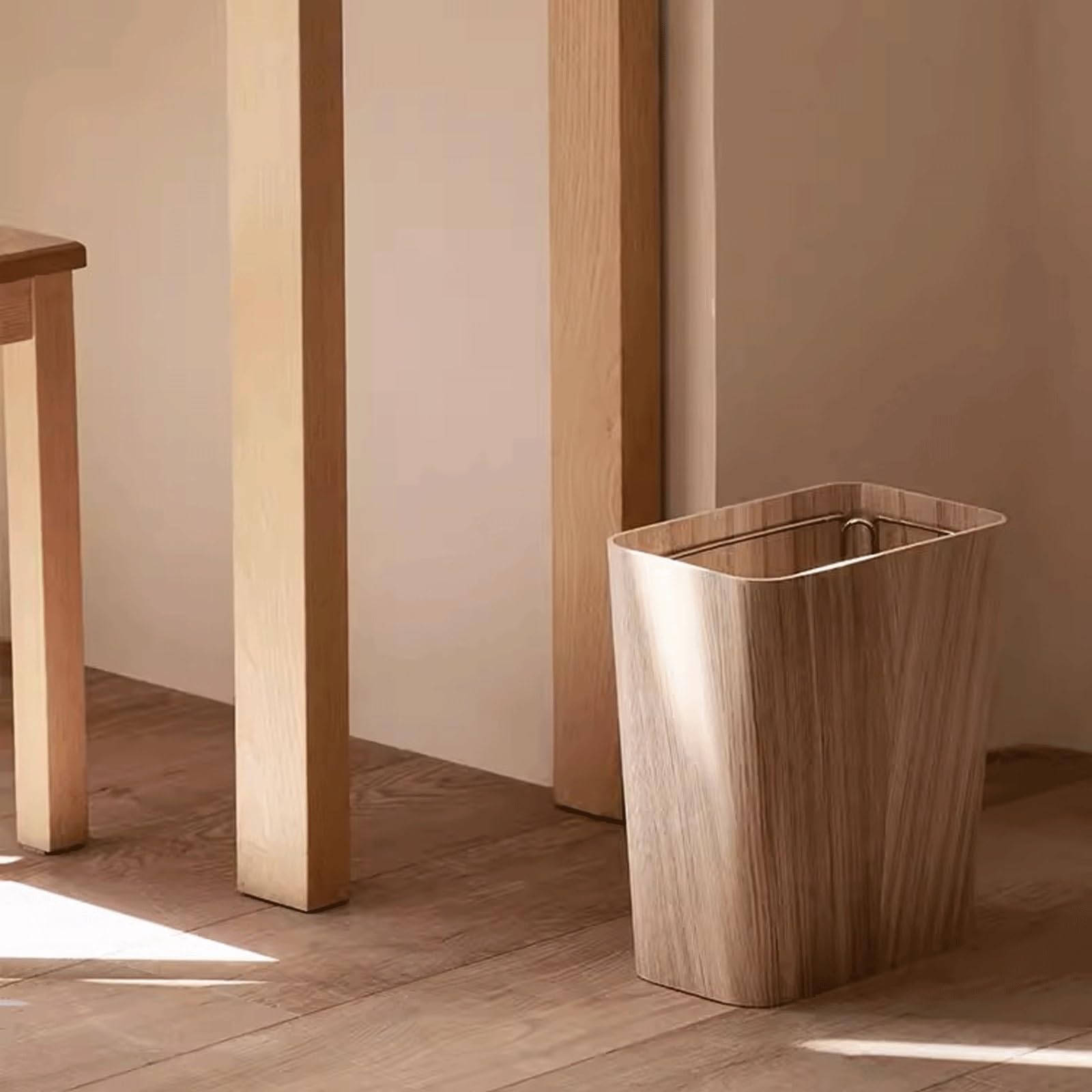 Cestino per rifiuti da interno Pattumiera for soggiorno in legno in stile cinese retrò, semplice pattumiera for bagno domestico, cestino for carta igienica grande con coperchio bacinelle per cucina(Pi