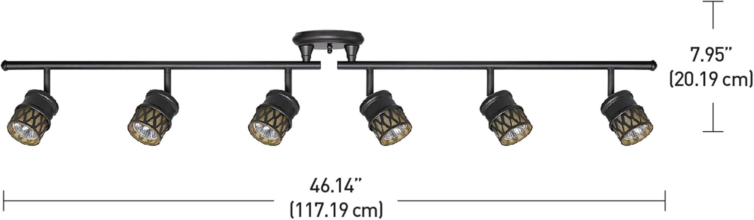 GLOBE Electric 59086 6-Light Foldable Track Lighting, Oil Rubbed Bronze Finish, Adjustable Champagne Glass Heads, Ceiling Light Fixture for Kitchen Island, or Dining Room, GU10 Base, Timeless