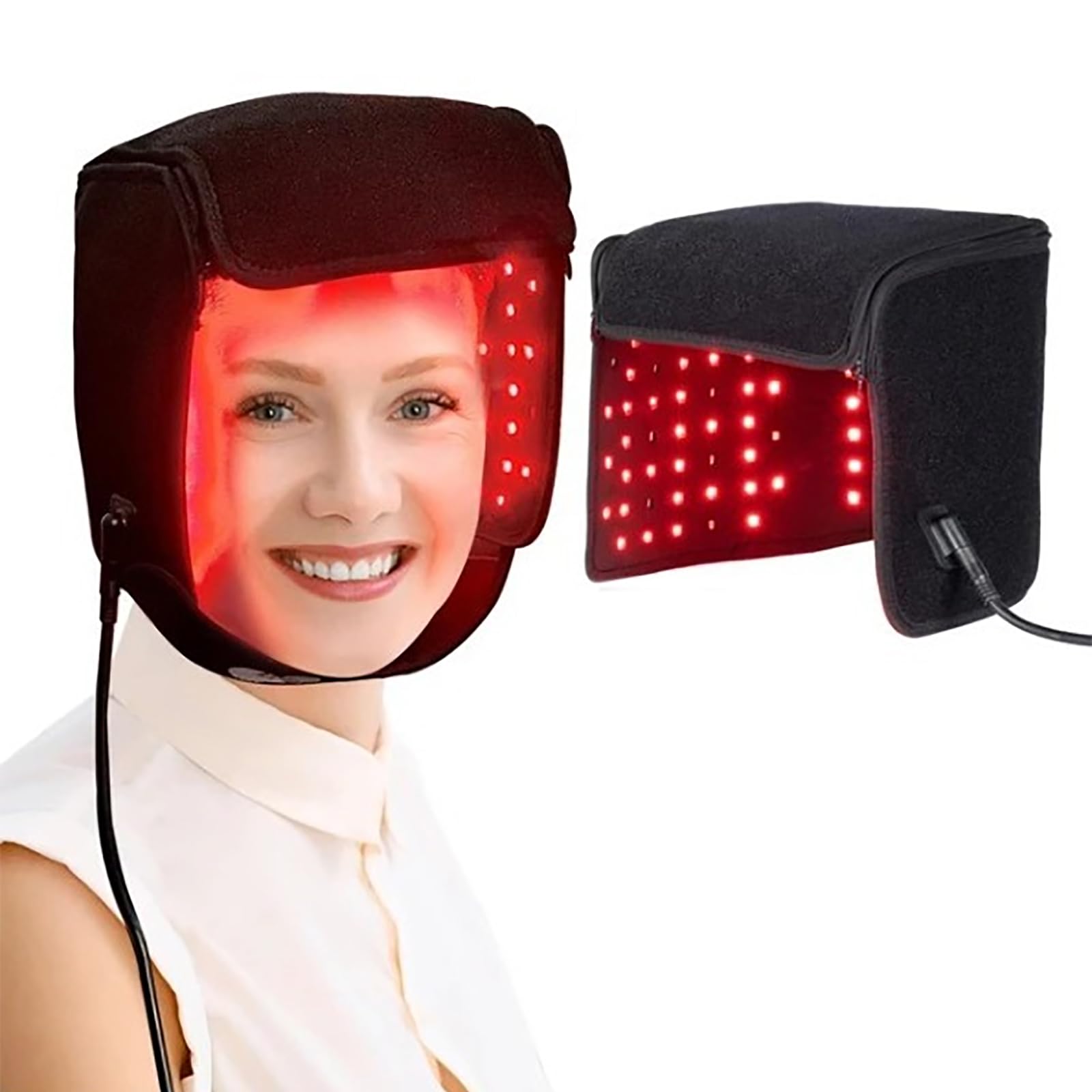 ERICAT Bonnet De Croissance des Cheveux, Casque De Croissance des Cheveux avec 215 LED, Plage De Synchronisation De 10 À 90 Minutes Et Conception À Fermeture Éclair Pliable, pour Hommes Et Femmes