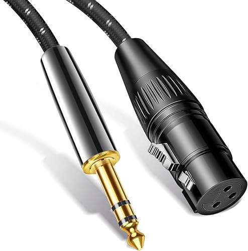 Kumiho XLR Female to 1/4 Inch 6.35mm TRS Stereo Cable Hi-Fi Balanced Bi-Shielded Interconnect Patch Cables for Microphones, Amplifiers, Mixers, Speakers 15FT
