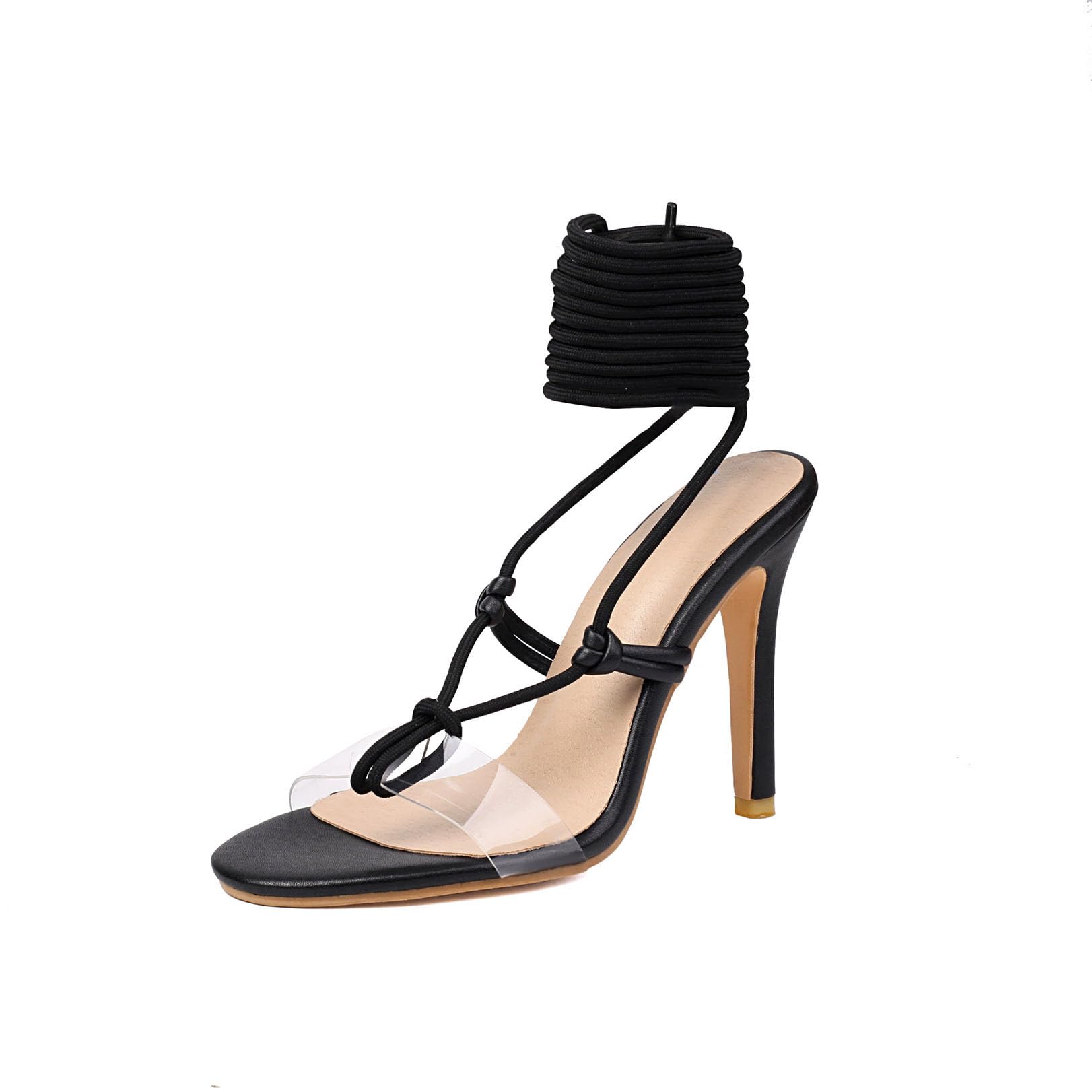 Genérico Sandalias Mujer con Tacón De Aguja Y Tiras, Punta Cuadrada Abierta, Zapatos Elegantes para Invitada De Boda, Fiesta, Graduación, Cóctel, Noche Y Eventos Formales