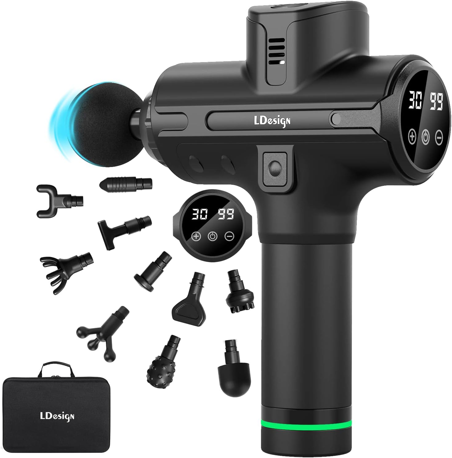 LDesign Deep Tissue Muscle Massage Gun,Hign Percussion Massager Gun For Athletes，Handheld Quiet 30 Speeds Portable Electric Sport Back Massager