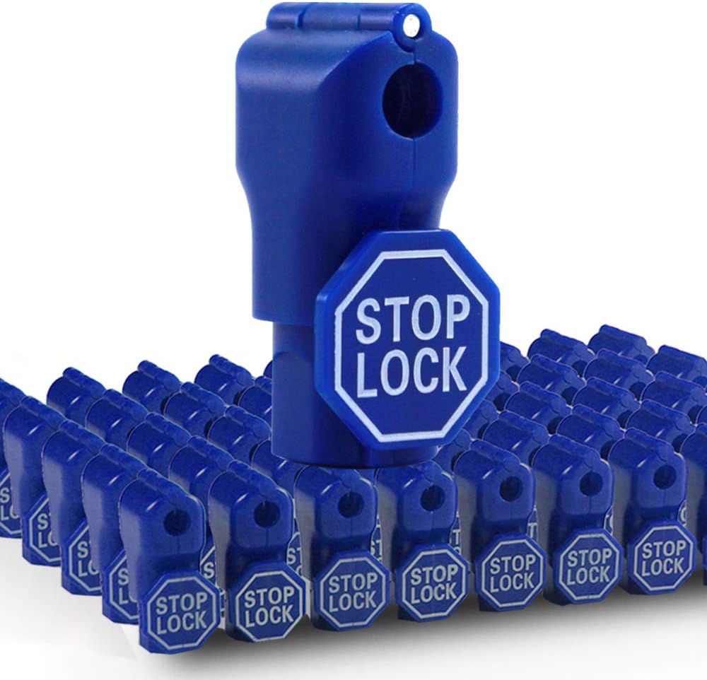 Betertek Peg Hook Locks, Blue 50pcs Hook Stop Lock Anti Theft Peg Locks for Retail Security Display Hook Lock Magnetic Stop Locks for Slatwall and Pegboard Hooks