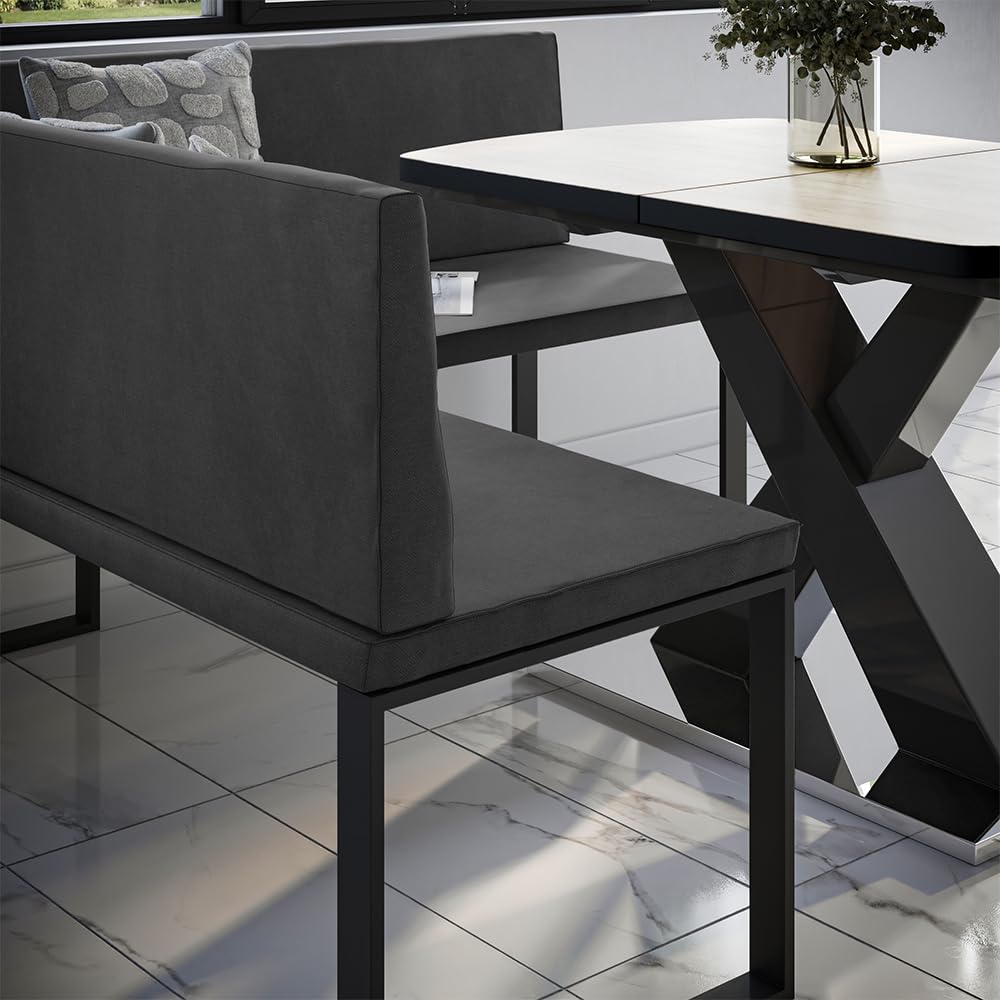 Vicco Banc d'angle Ravon, Anthracite, 150x150cm, adapté comme Banc de Salle à Manger pour Cuisines et espaces Repas