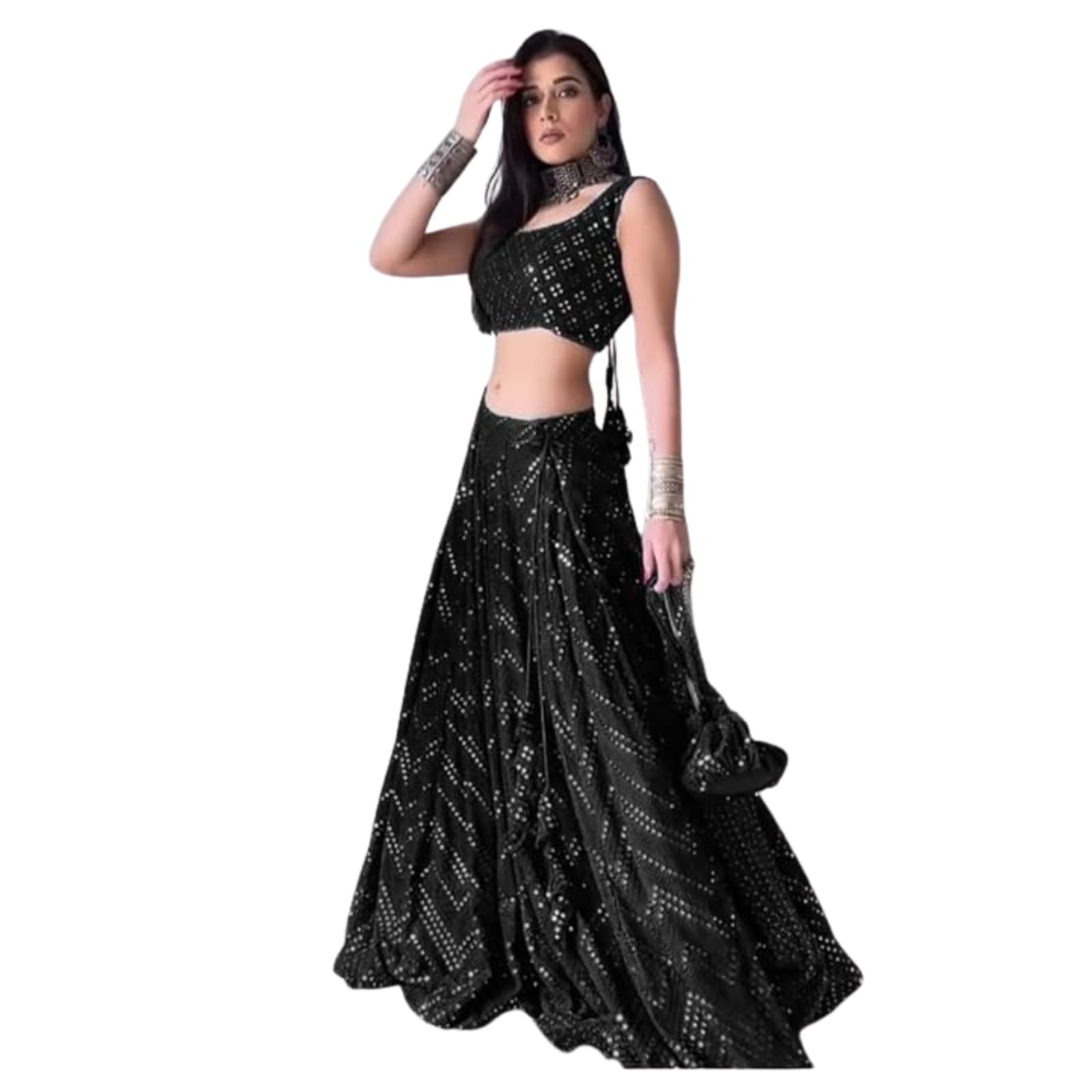 ZAALIMA FASHION WITH Z LOGOZAALIMA FASHION Women's Semi Stitched Georgette Lehenga Choli with Embroidered Pattern Unstitched Blouse and Dupatta Set | Women's Lehenga Cholis