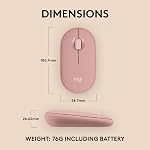 Logitech Pebble Mouse 2 M350s Slim Bluetooth Wireless Mouse, Portable, Lightweight, Customizable Button, Quiet Clicks, Easy-Switch for Windows, macOS, iPadOS, Android, Chrome OS - Tonal Rose