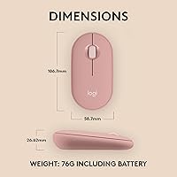 Vista 8 de Logitech Pebble Mouse 2 M350s Ratón Inalámbrico Bluetooth Delgado, Portátil, Ligero, Botón Personalizable, Clics Silenciosos, Easy-Switch para Rosa