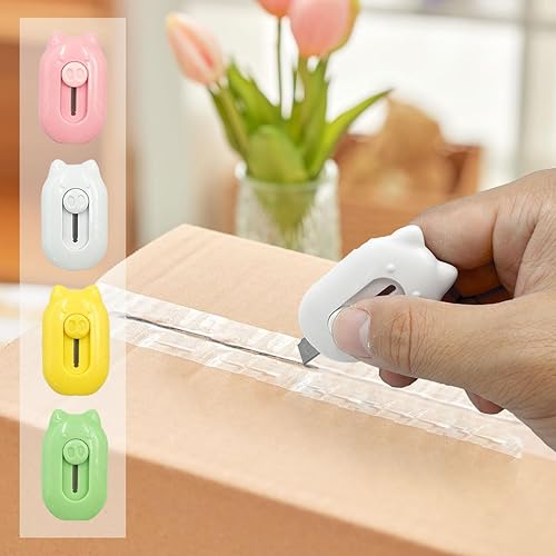 Miniatura 2 de Cortadores de caja  4 piezas mini cortador de arte lindo cerdo retráctil abrecajas cuchillo utilidad abrecartas para papel cartón, paquete de sobre,