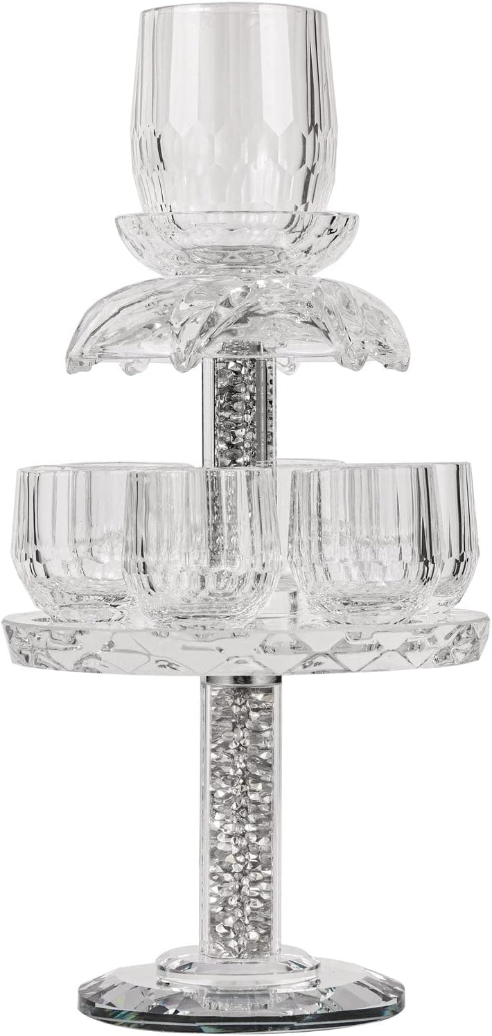 (D) Judaica Crystal Fountain Cup Set with Crushed Gemstones (Clear)