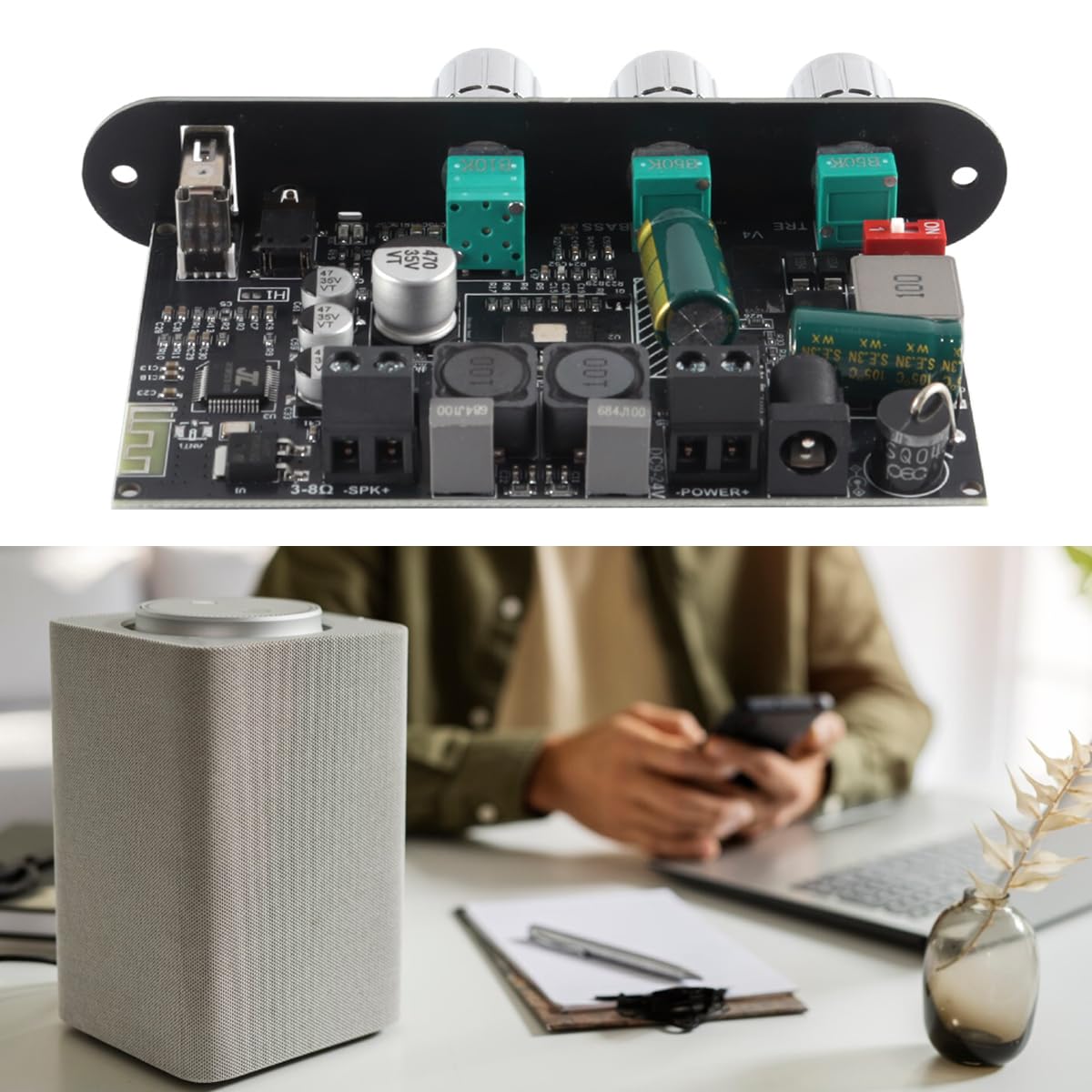 Scheda amplificatore mono ZK-1001U da 100 W con TWS Bluetooth USB AUX per veicoli da 9 a 24 V
