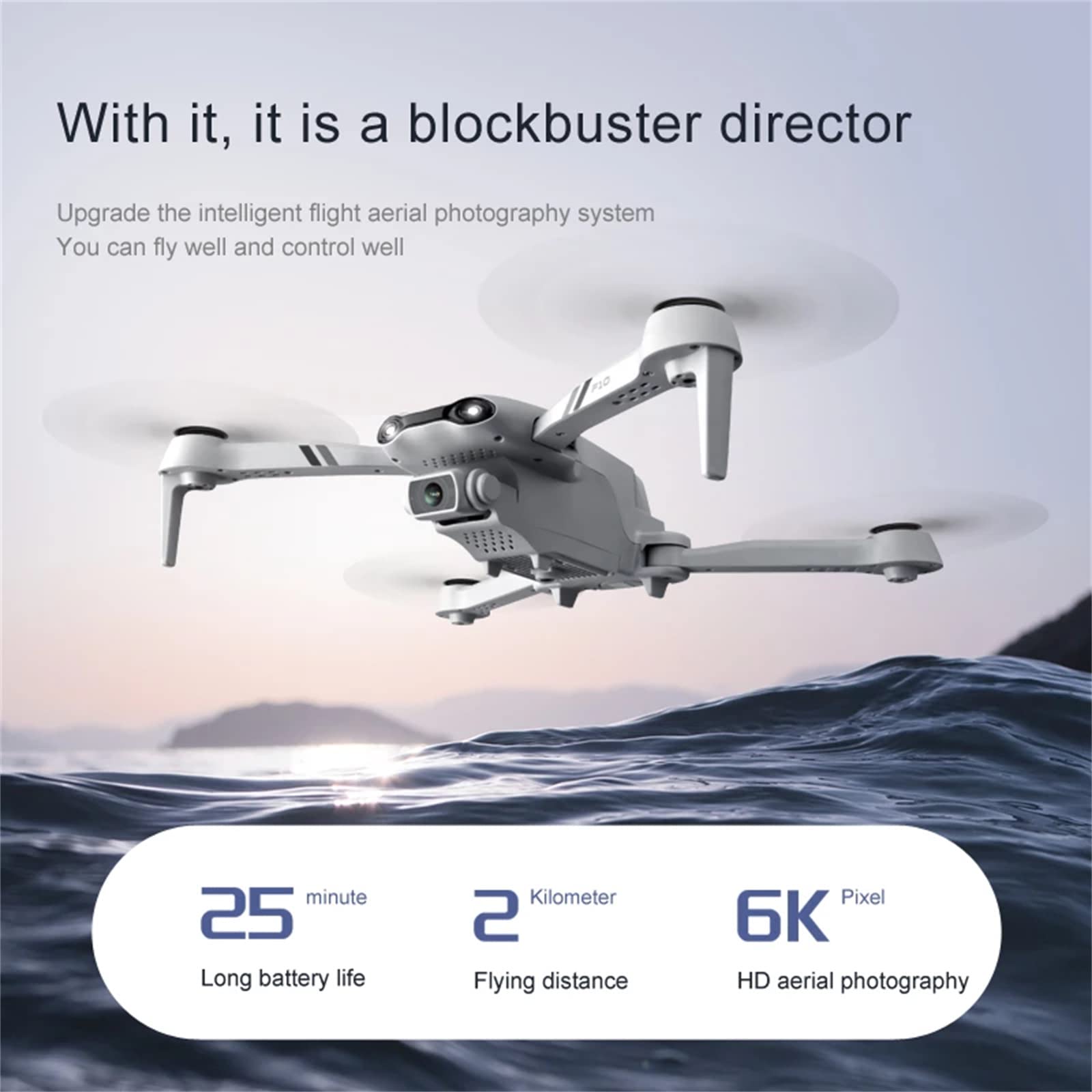 Drone con Fotocamera, Drone GPS con Fotocamera 6K per Adulti, Quadricottero 5G WiFi RC con Ritorno Automatico, Seguimi, Motore Brushless, Mantenimento Dell'altitudine, modalità Senza Testa