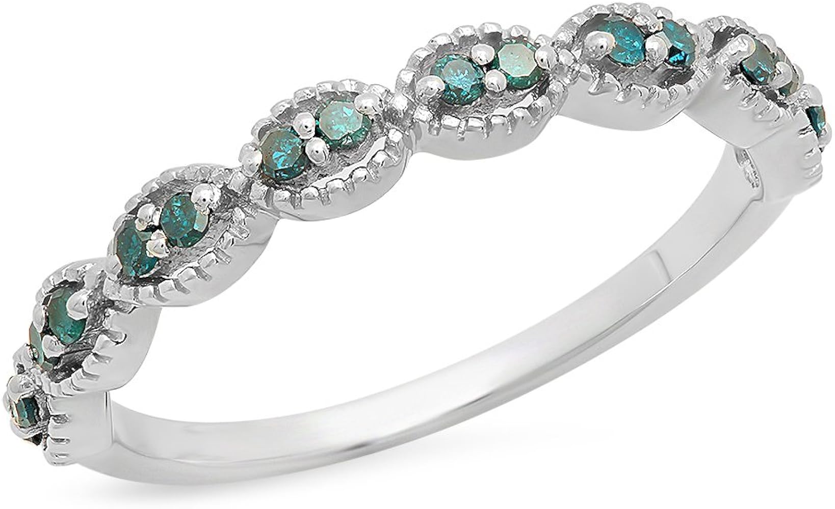 Dazzlingrock Collection 0.20 Quilates (ctw) Anillo De Boda Redondo De Diamante Azul De 18 Quilates Para Mujer, 1/5 Qt, Oro, Diamante, Oro, Azul Diamante