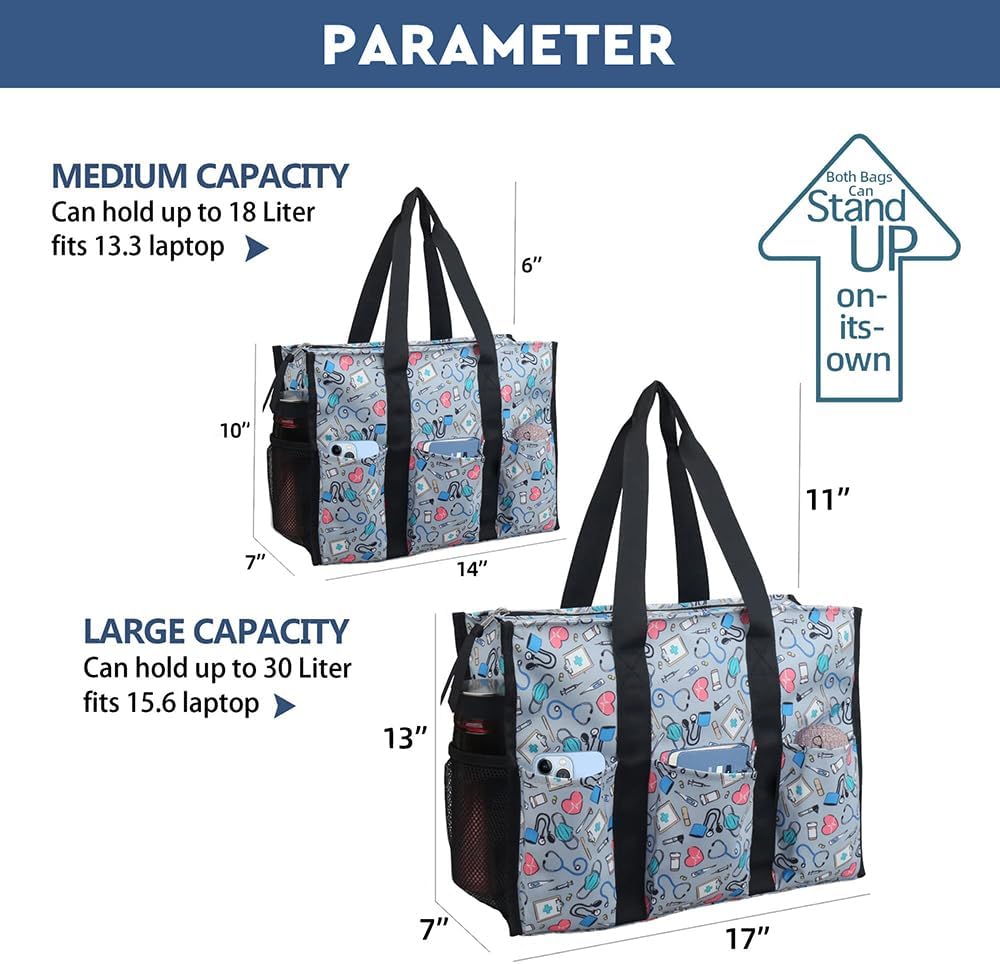 ABAMERICA Nurse Bags for Work Nursing Bag Multiple Pockets Waterproof Organizing Zip Top Clinical Bag for Nursing Students - Image 3