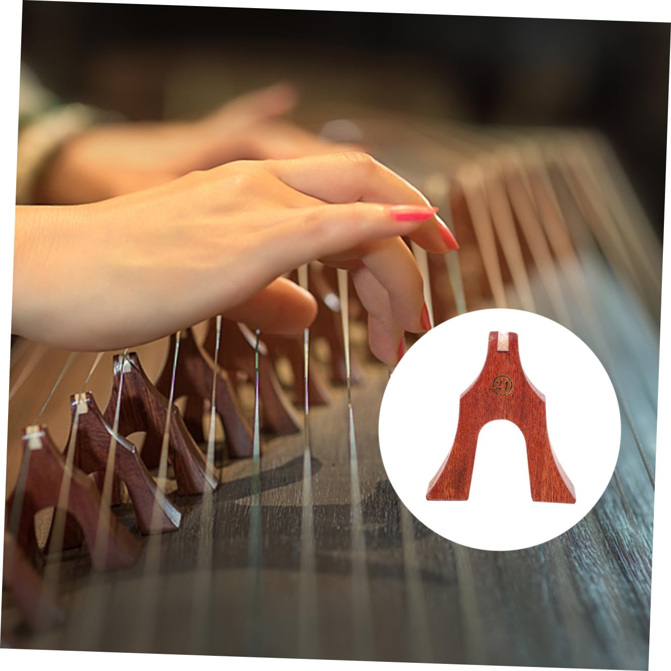 Healeved 21 Stück Professionelle Guzheng Brücken aus Braunem Holz Ersatz für Alte Saitenbrücken Tragbar mit Präziser Handwerkskunst für Guzheng Spieler