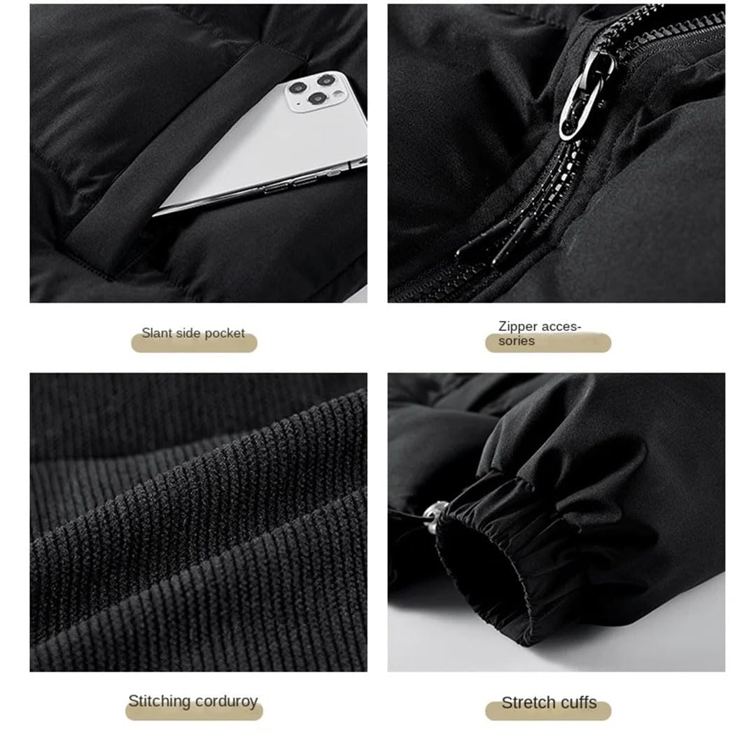 Piumino da uomo Inverno Blocchi di Colore Addensato Caldo All'aperto Stand Up Collar Cappotto Coppia Vestiti Imbott