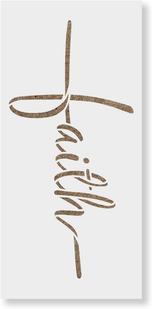 Faith Cross Stencil - Faith Stencil, Pattern, Word Stencils, Christian Stencil, Chalkboard Stencils