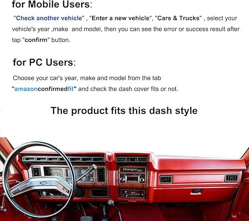 Miniatura 2 de Yiz Protector de alfombra para salpicadero de Ford F100, F150, F250, F350, Bronco, 1980, 1981, 1982, 1983, 1984, 1985, 1986, protector de alfombra