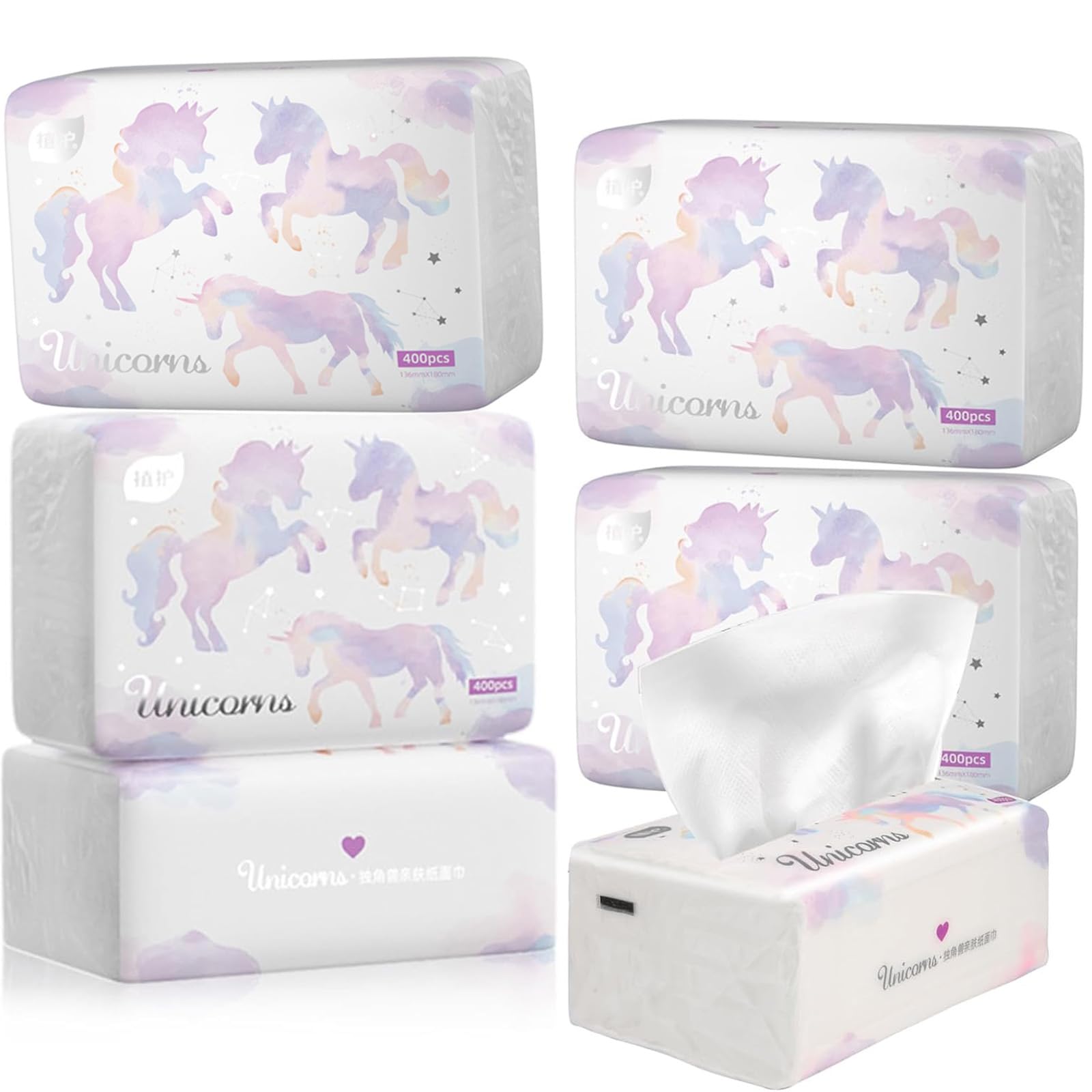 Pack of 6 Soft Small Facial Tissue Toilet Paper Disposable Napkin Bag Cover NOT Box White Facial Paper