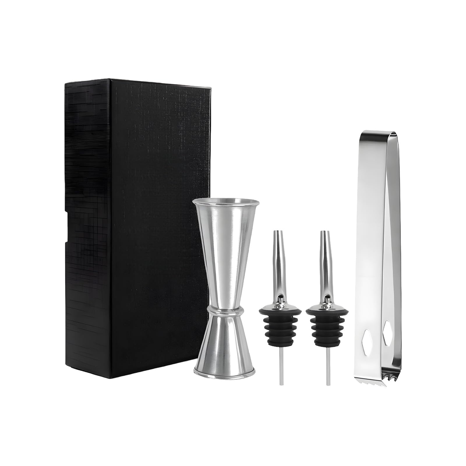 Msioytog Premium Nonrust Steel Bartending Tool Set with Ice Tongs Pour Spouts and Measuring Cup for Home Pubs Cocktails Making Home Pubs Tool with Ice Tongs