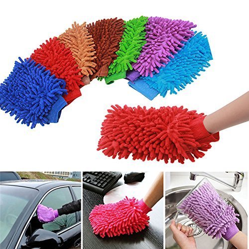 VRCT Set Of 3 Double Sided Microfiber Wash Mitt Gloves,Dust Cleaning Gloves,Vehicle Washing Multipurpose House Car Glass LCD Cleaning 1