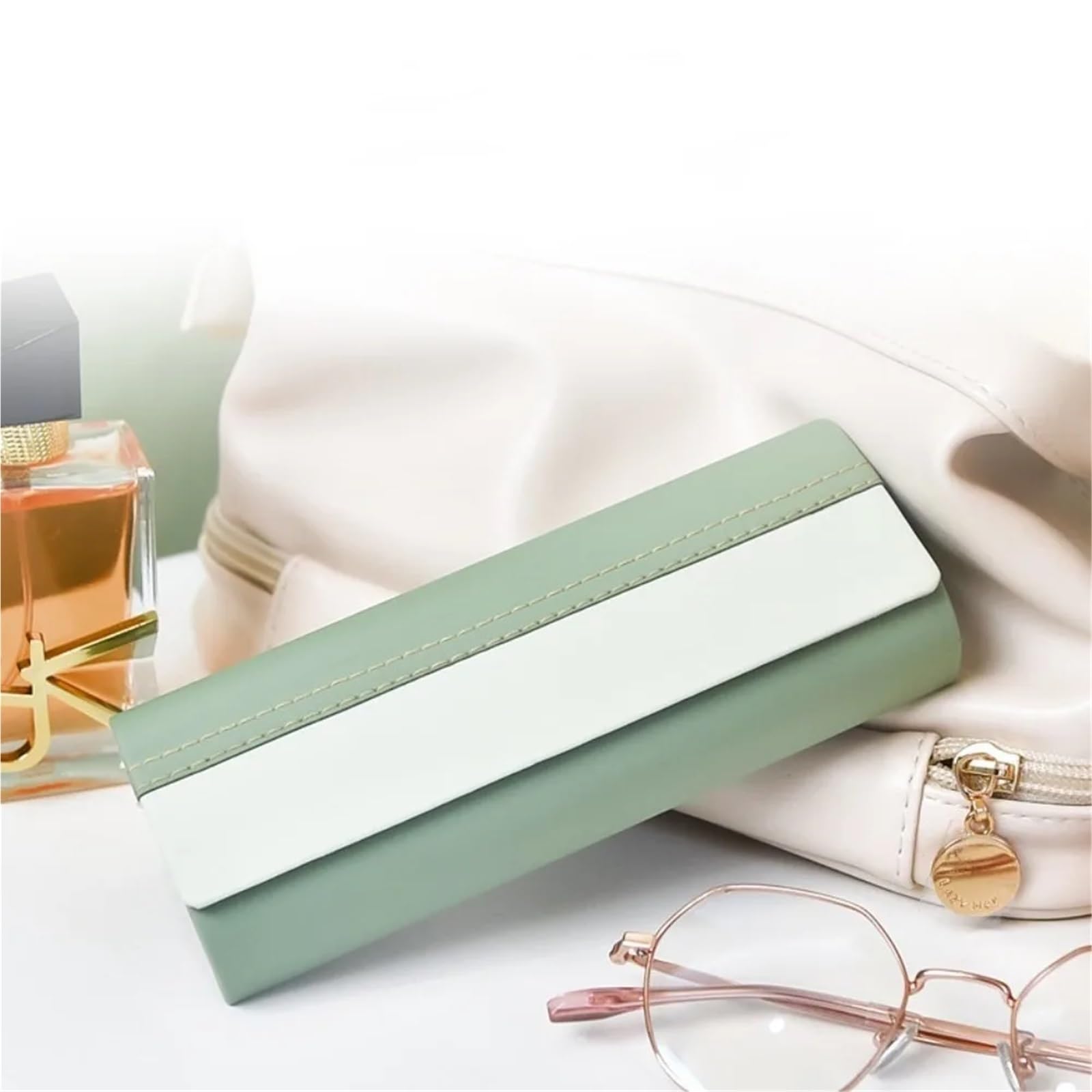 Estuche de cuero for gafas, caja almacenamiento portátil antipresión, accesorios for, 2 uds Para Gafas