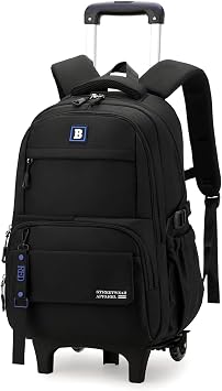 Rolling Backpack with Wheels for Boys Kids Trolley School Bag for Teens