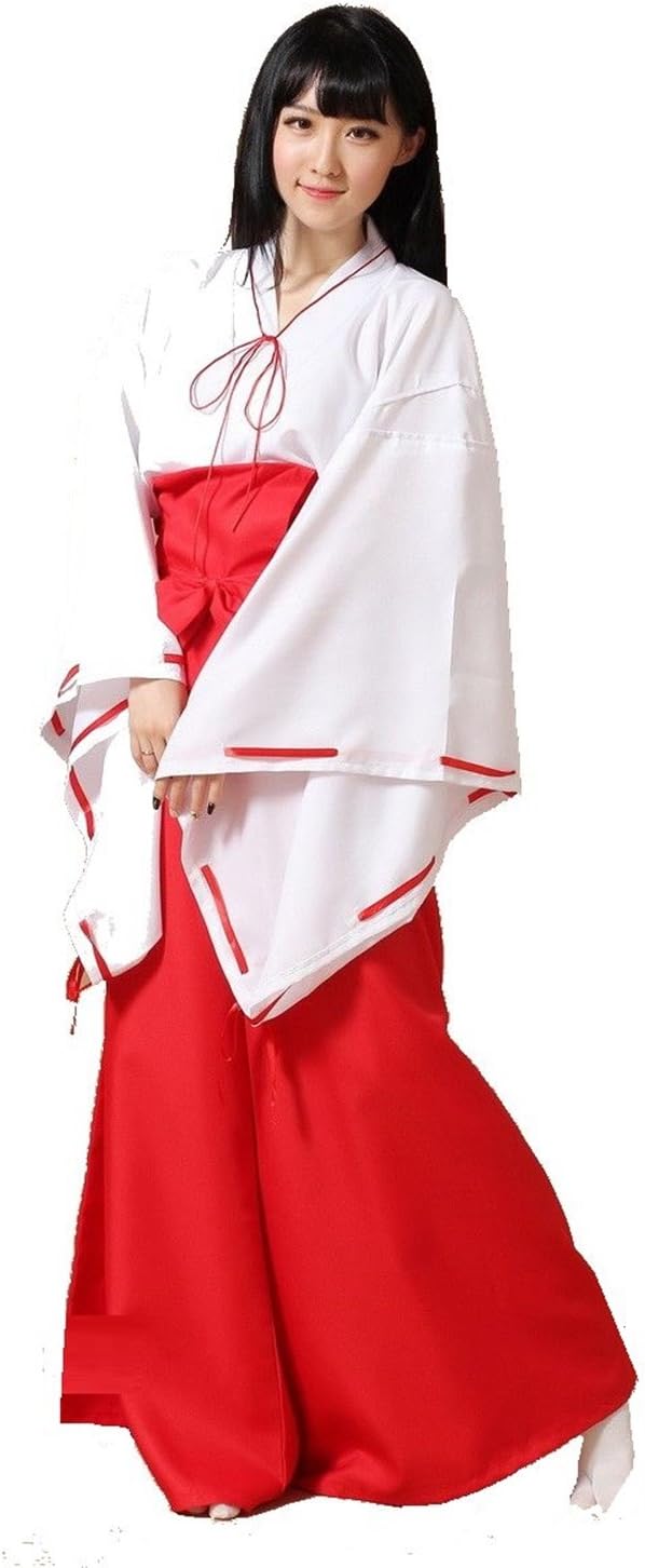 Innocent! Miko clothes full set woman size l hair with rubber band shaman hakama costume Cosplay Inuyasha Kikyo costume party goods party goods year-end party New Year's party