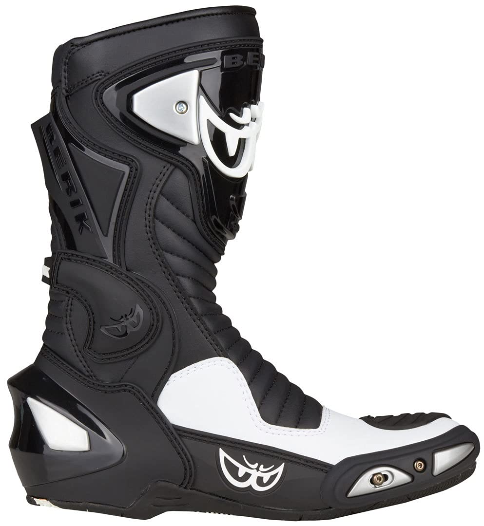 Berik Race-X Racing Motorradstiefel, schwarz/weiß, 48 | Leder