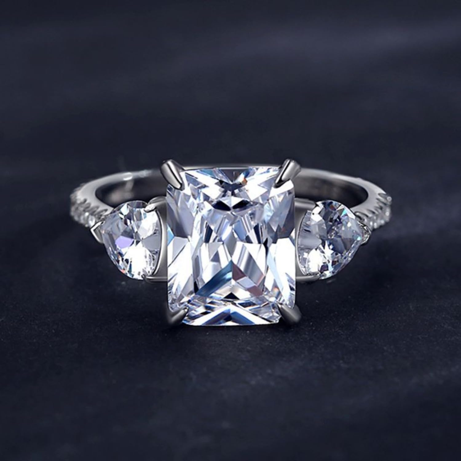 3-karatowe pierścionki zaręczynowe Moissanite dla kobiet promienisty krój D kolor VVS1 białe/zielone/różowe z diamentami obrączki certyfikatem(White,9)