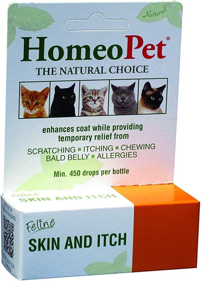 HomeoPet Feline Skin and Itch, Safe and Natural Cat Supplement for Itchy Skin, Skin and Itch Relief for Cats, 15 Milliliters